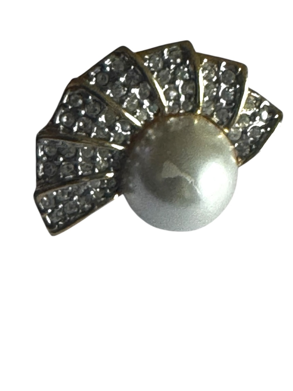 Vintage Signed Butler Faux Pearl Rhinestone Clip-On Single Earring Only
